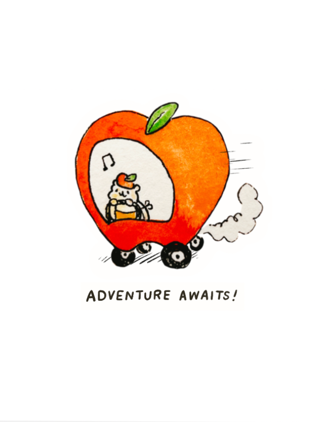 Adventure Awaits! Apple Car Greeting Card
