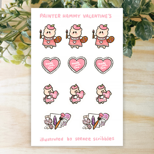 Painter Hammy Valentine's Day Sticker Sheet