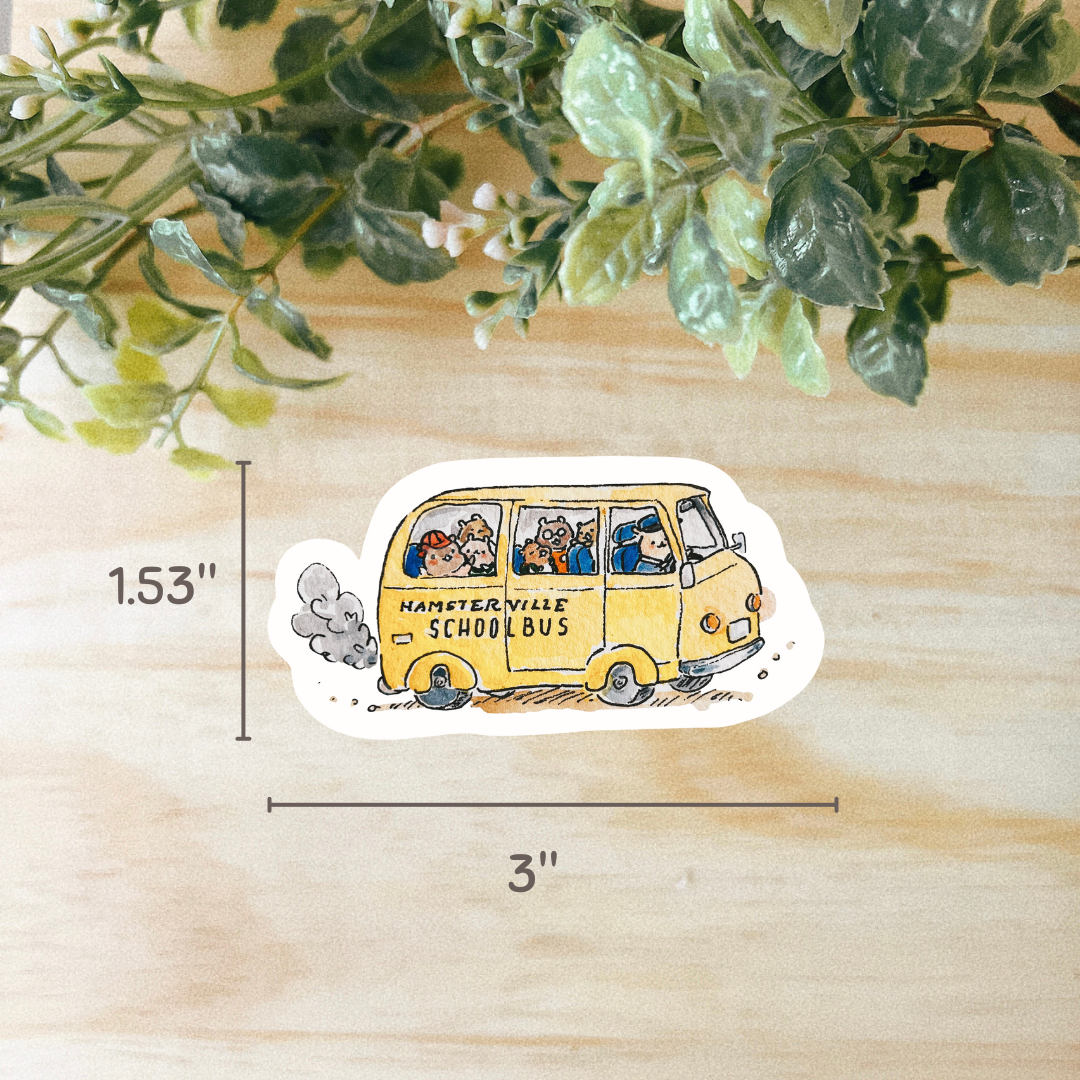 Hamsterville School Bus Sticker | Dishwasher Safe