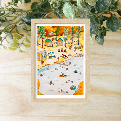 A Busy Campground in Hamsterville Art Print 4x6"