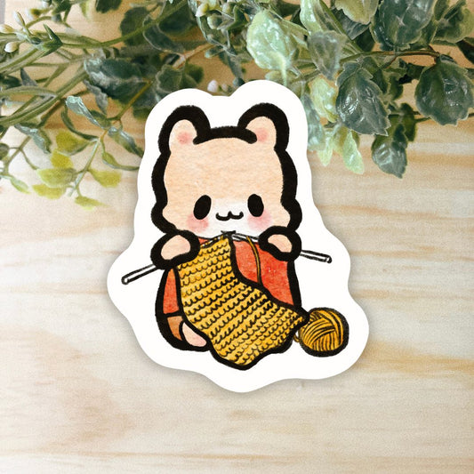 Knitting Hammy Sticker | Weatherproof & Dishwasher Safe