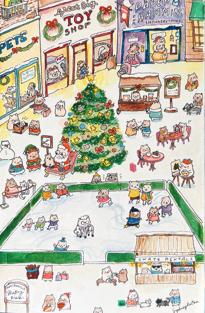 A Busy Christmas in Hamsterville Print 4x6"