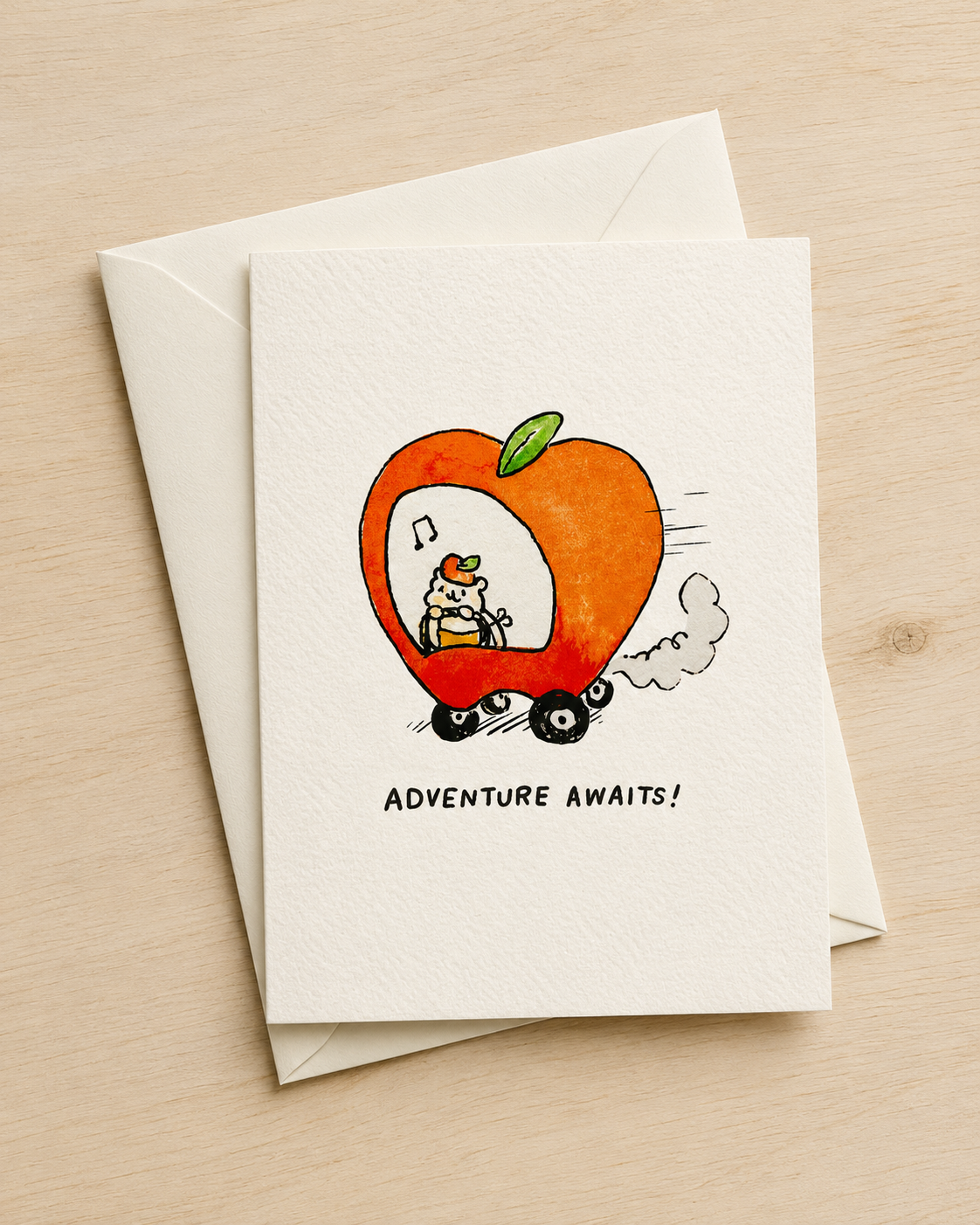 Adventure Awaits! Apple Car Greeting Card