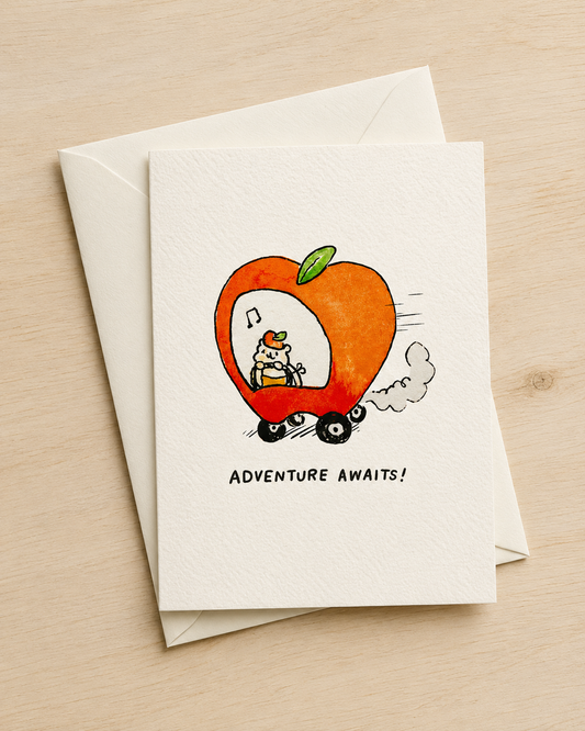 Adventure Awaits! Apple Car Greeting Card