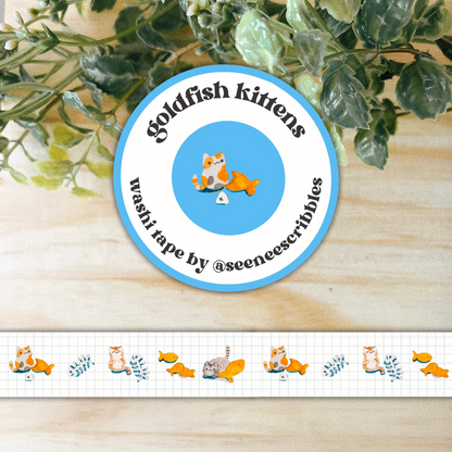 Goldfish Kittens Washi Tape (THIN) • 1cm x 5m