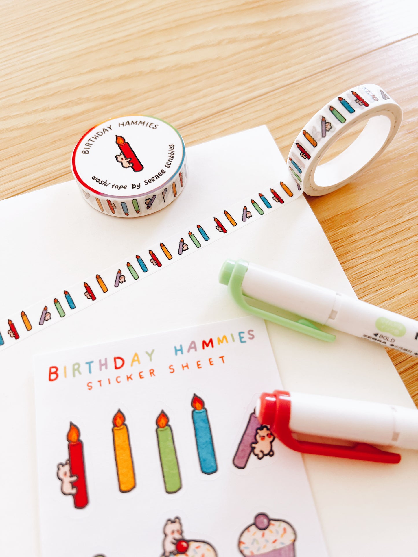 Birthday Hammies Washi Tape • 1cm x 5m