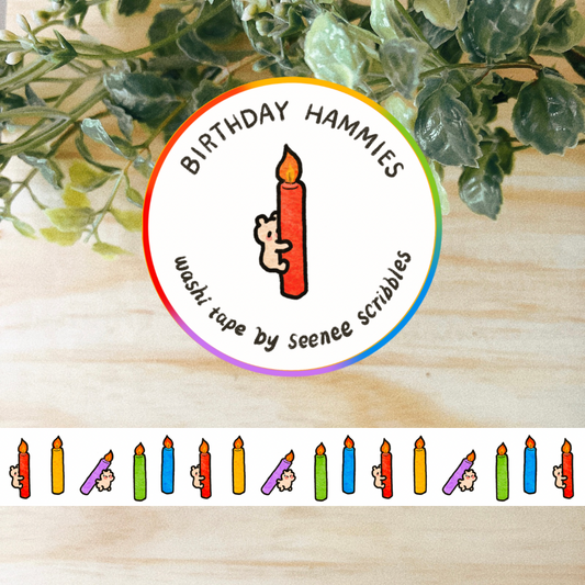 Birthday Hammies Washi Tape • 1cm x 5m