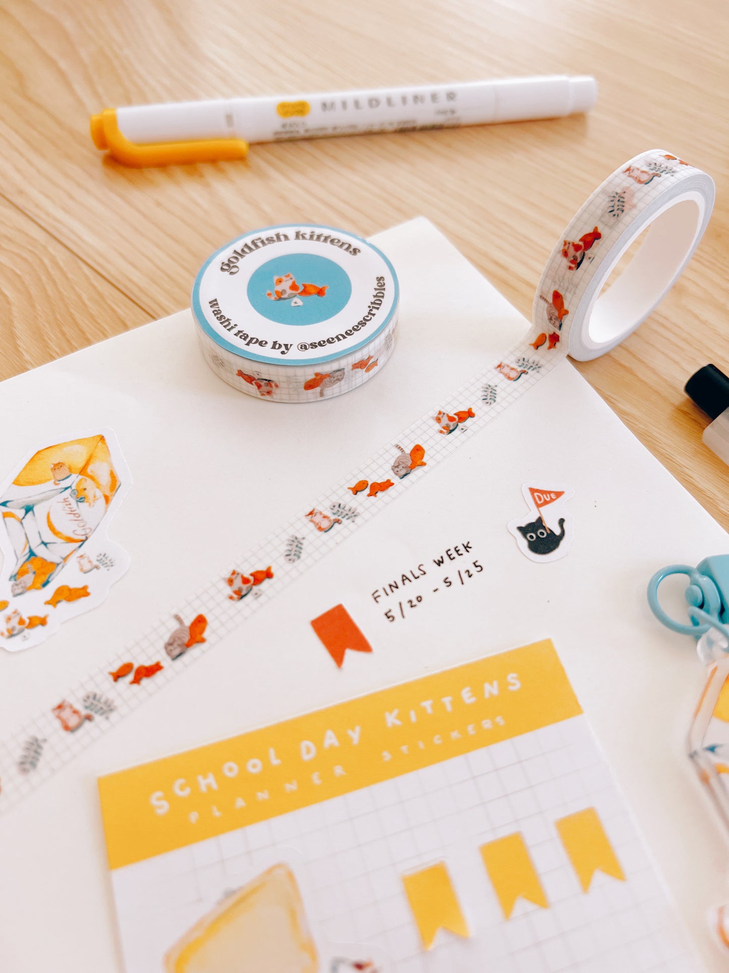 Goldfish Kittens Washi Tape (THIN) • 1cm x 5m
