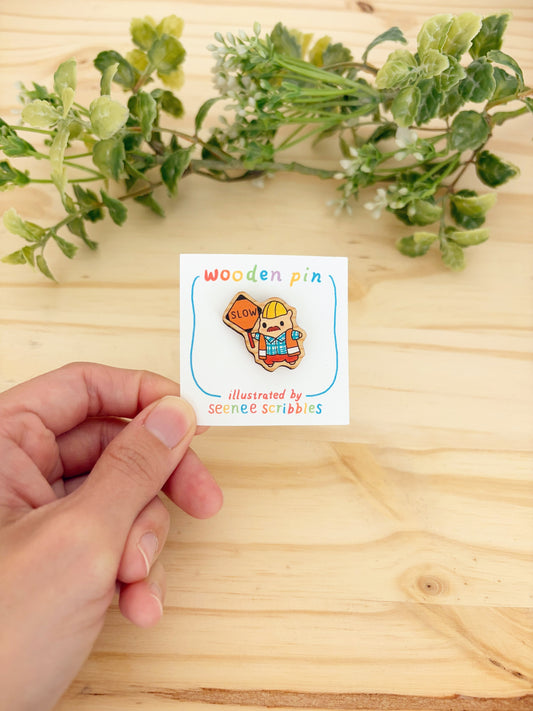 Construction Hammy Wooden Pin