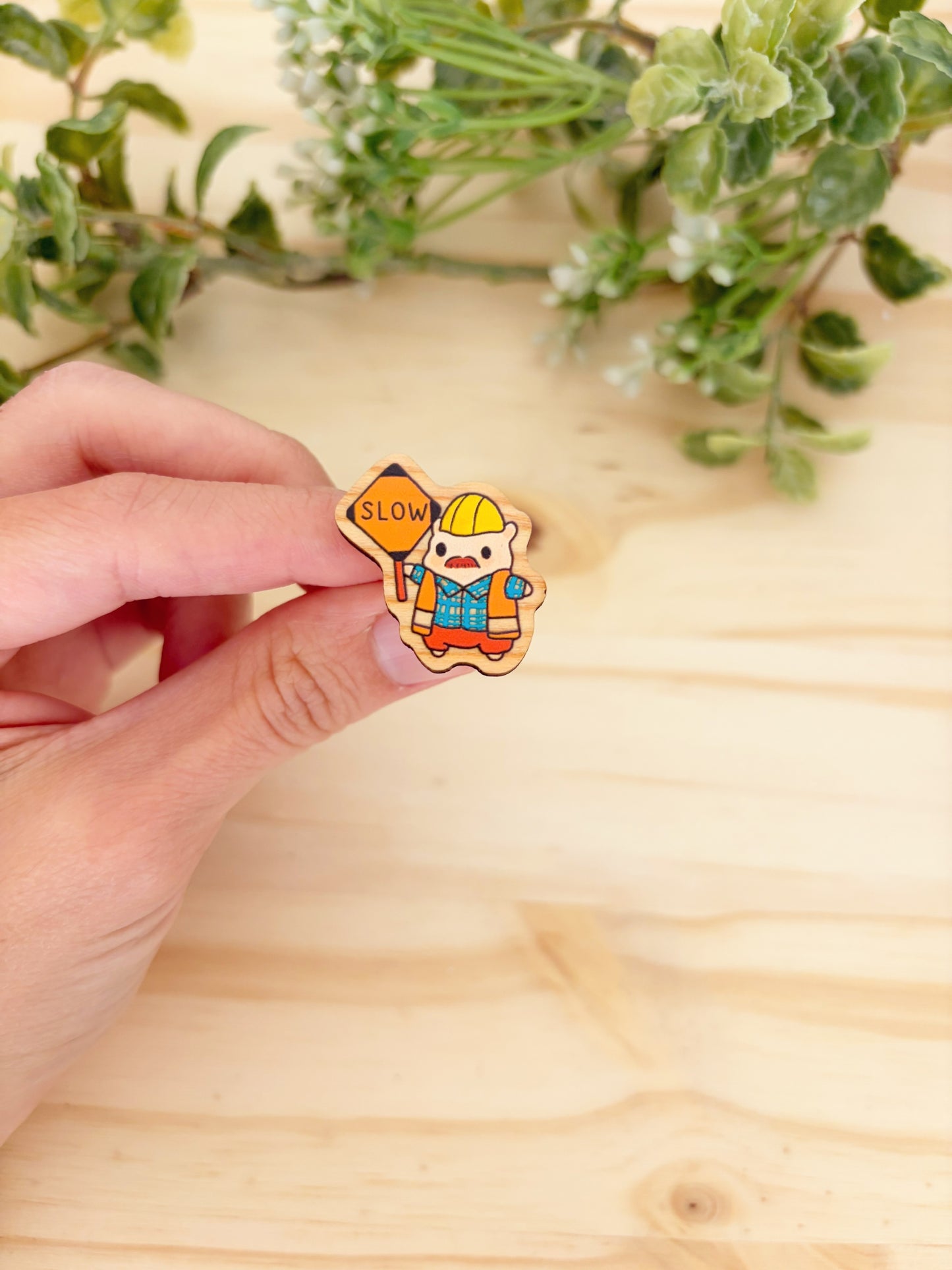 Construction Hammy Wooden Pin