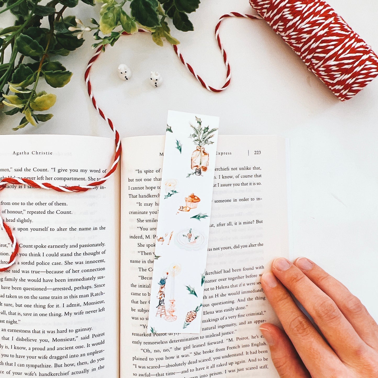 Christmas Kittens Watercolor Bookmark