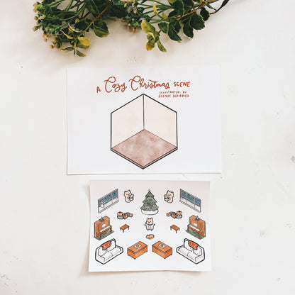 A Cozy Christmas Scene: DIY Sticker Room Activity