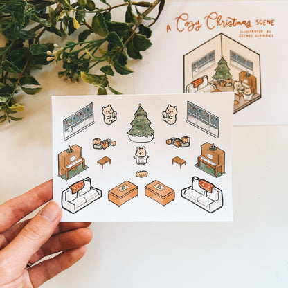 A Cozy Christmas Scene: DIY Sticker Room Activity