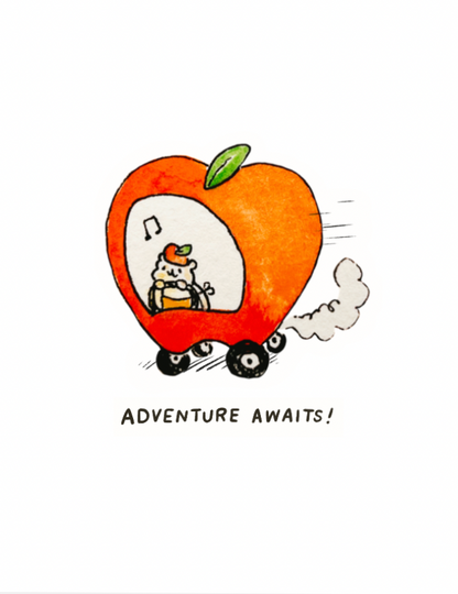 Adventure Awaits! Apple Car Greeting Card