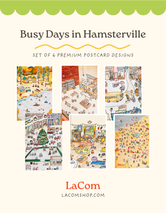 Busy Days in Hamsterville Set of 6 Postcards